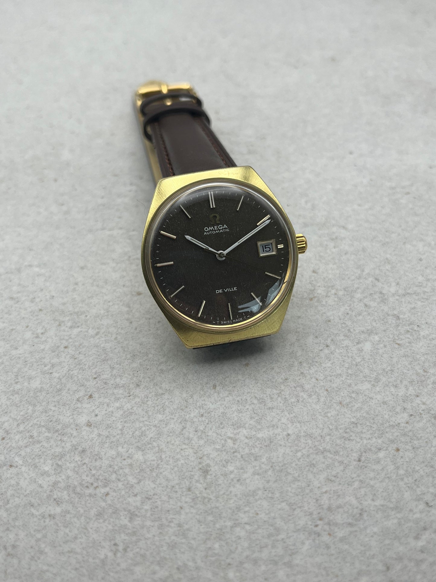 Omega DeVille Automatic Date Rare Brown Frosted Dial