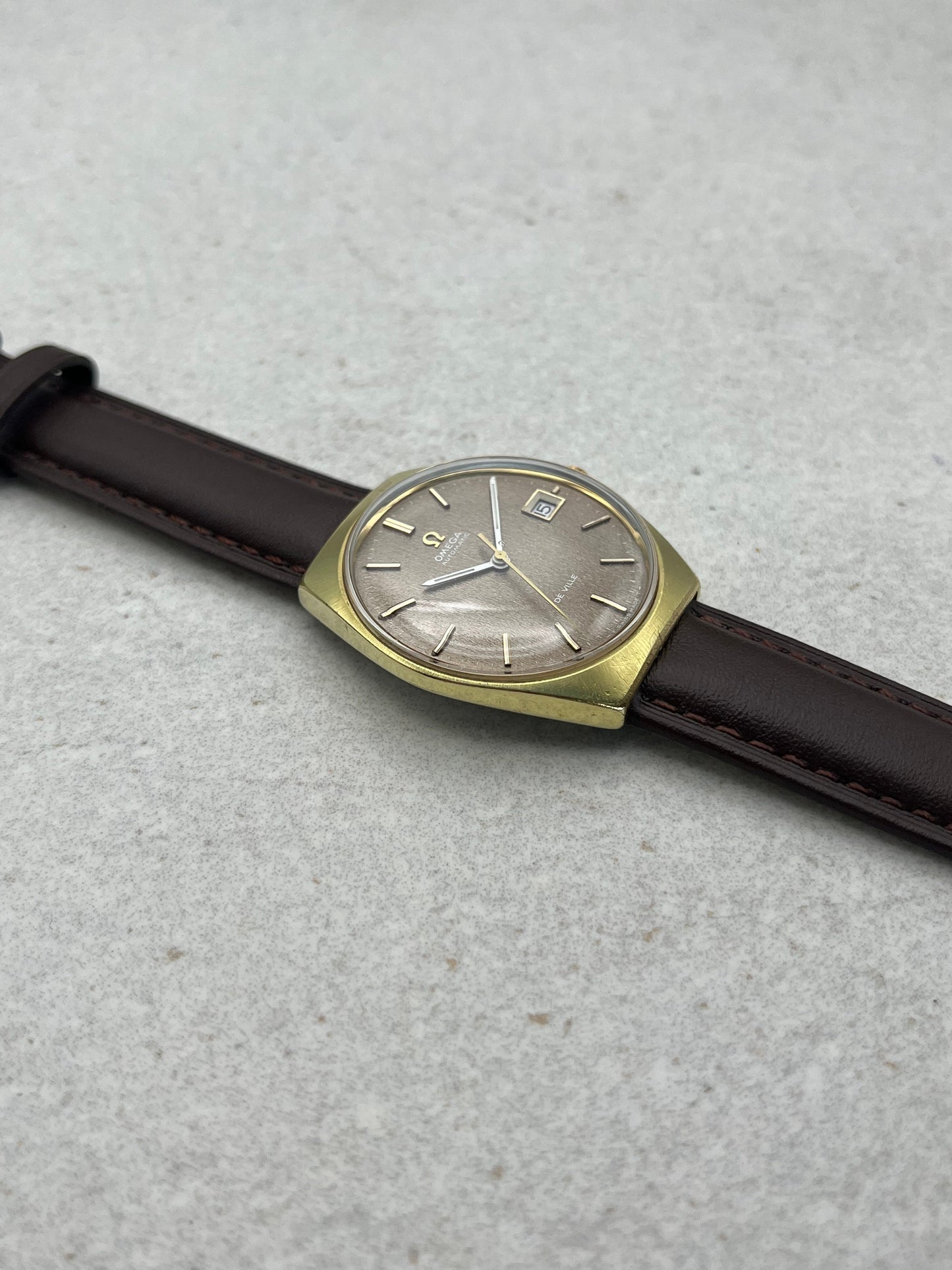 Omega DeVille Automatic Date Rare Brown Frosted Dial