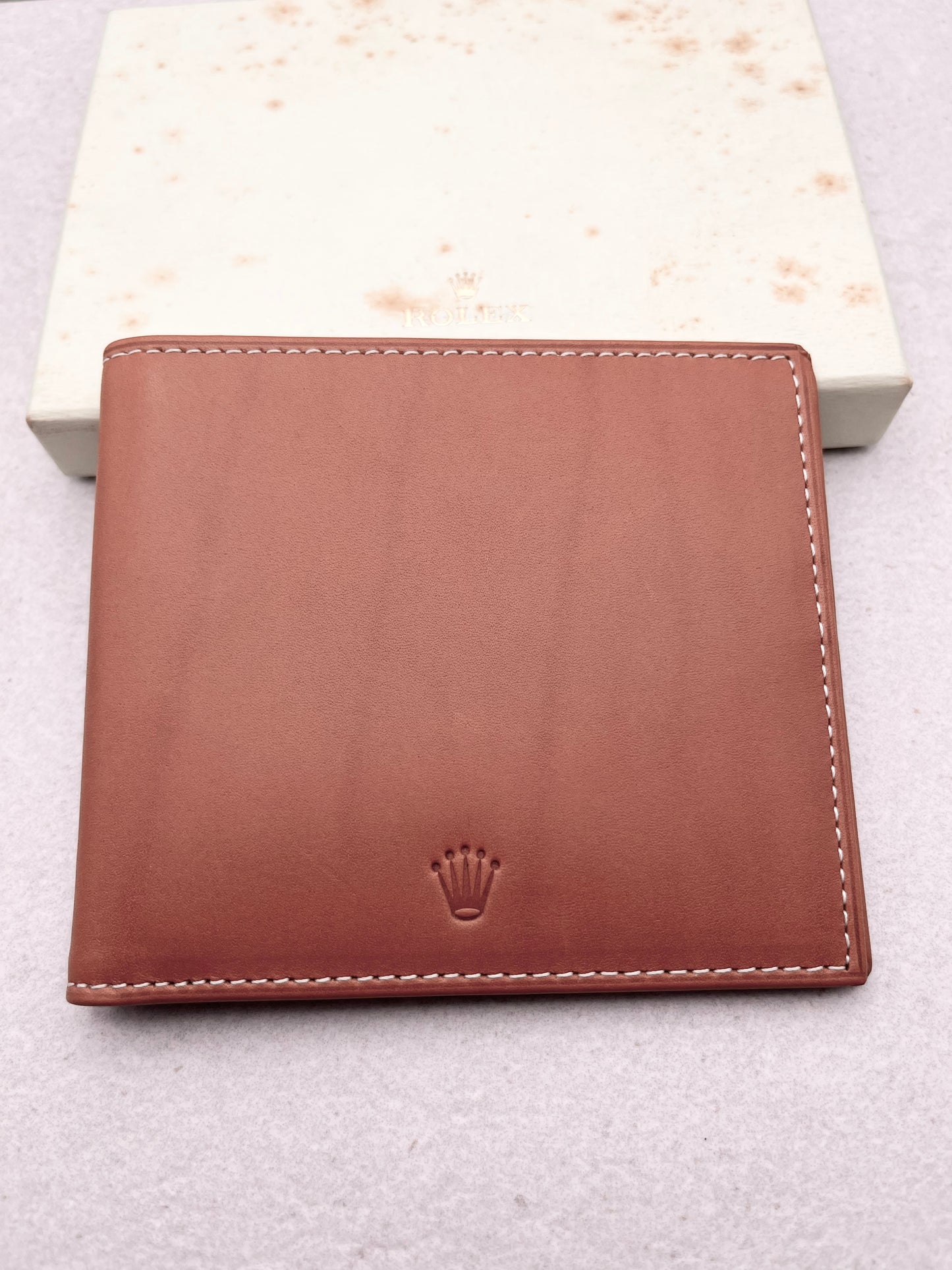 Rolex Bi-Fold Leather Wallet Brown