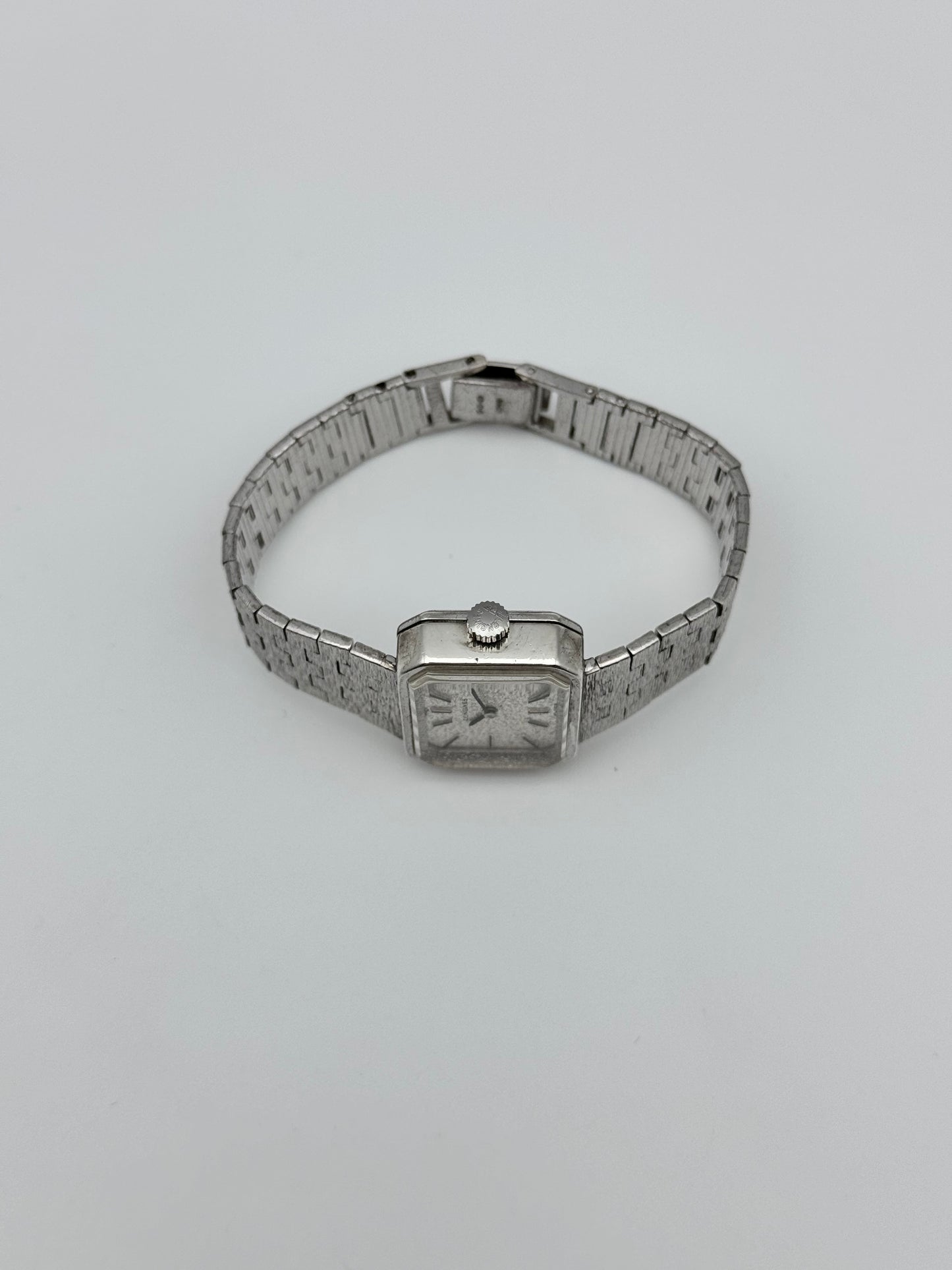 Longines Manual Wind Solid 925 Silver - Original bark finish bracelet - Ladies