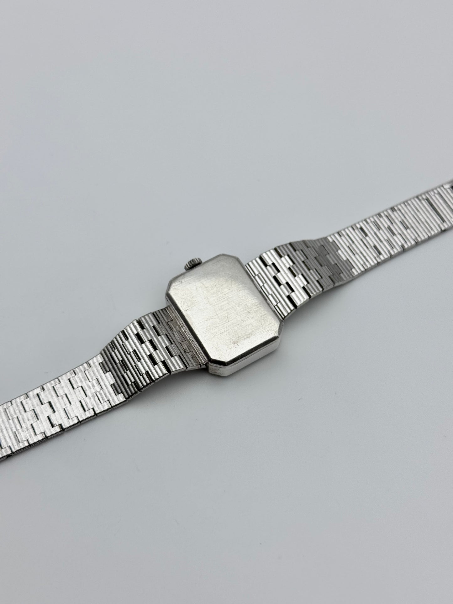 Longines Manual Wind Solid 925 Silver - Original bark finish bracelet - Ladies