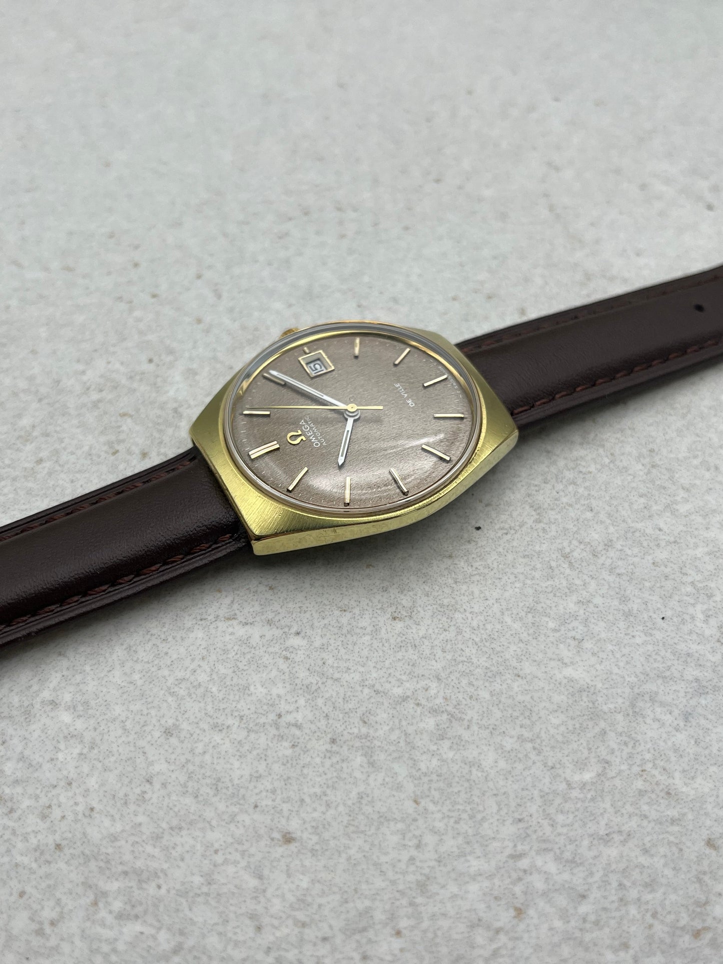 Omega DeVille Automatic Date Rare Brown Frosted Dial