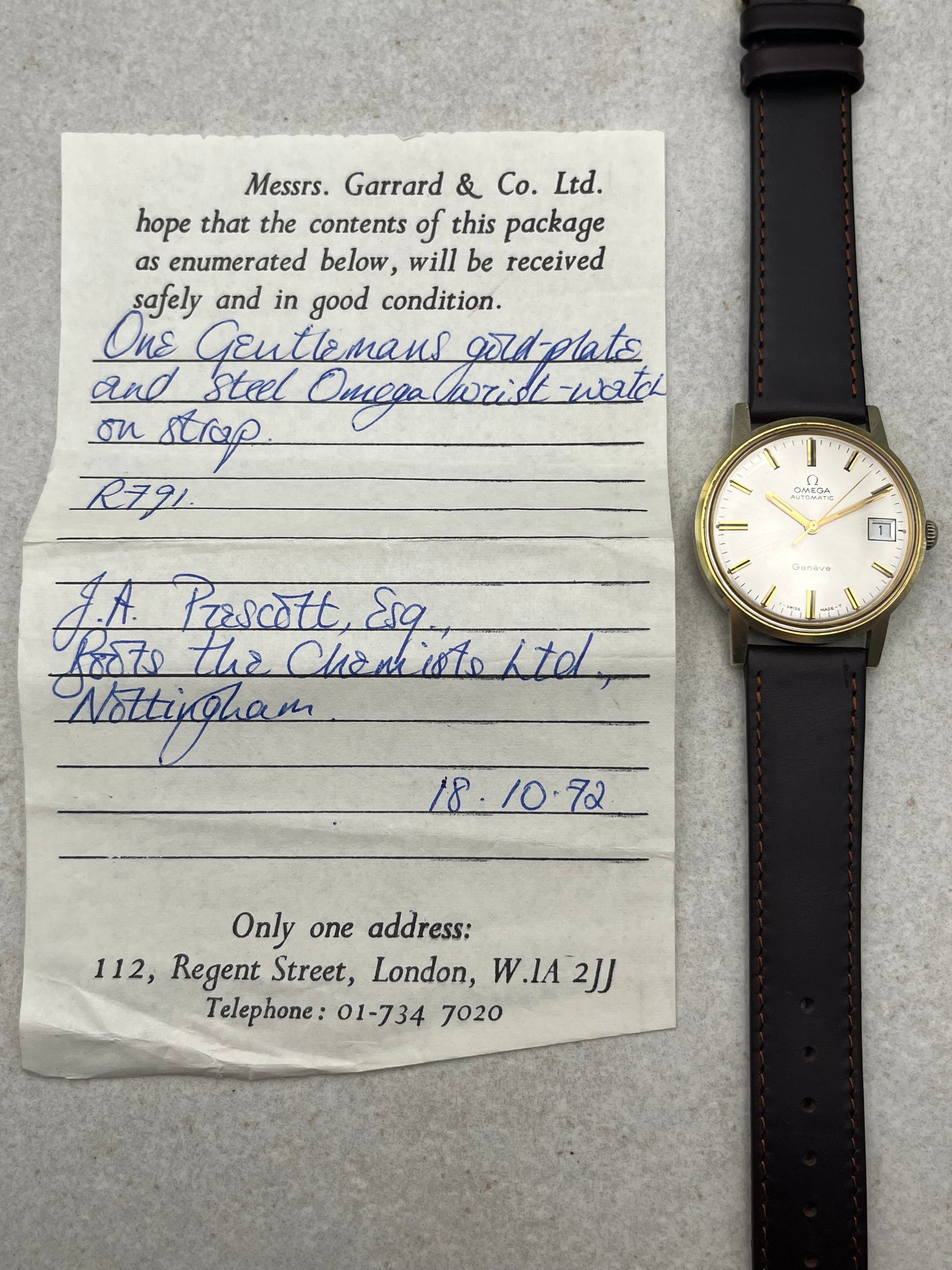 Omega Geneve Automatic Date 166.070 Box and Papers