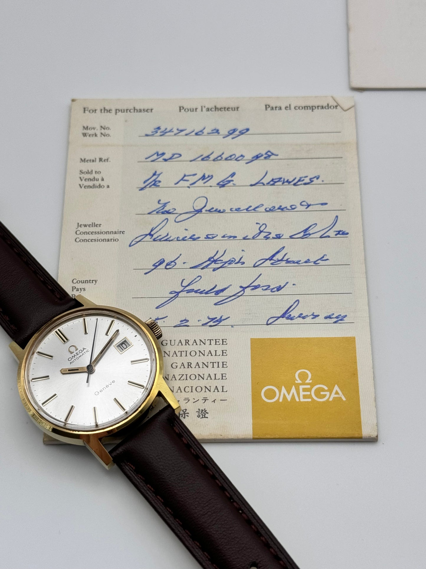 Omega Geneve Automatic Date 166.0098 - Original Box and Papers