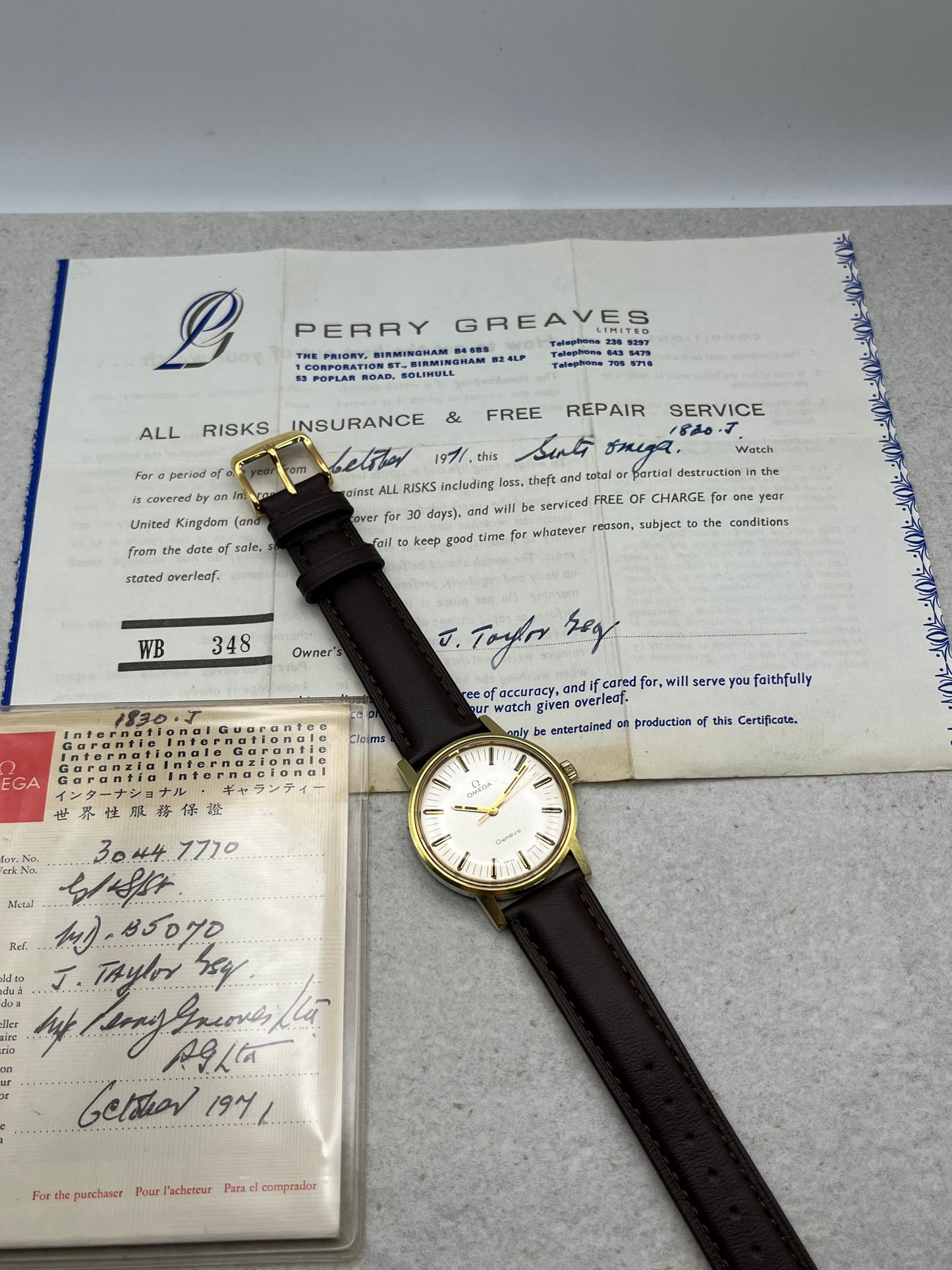 Omega Geneve Manual Wind 135.070 Original Paperwork