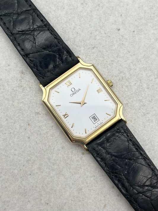 Omega Tank Quartz Date 18ct Solid Gold 196.980