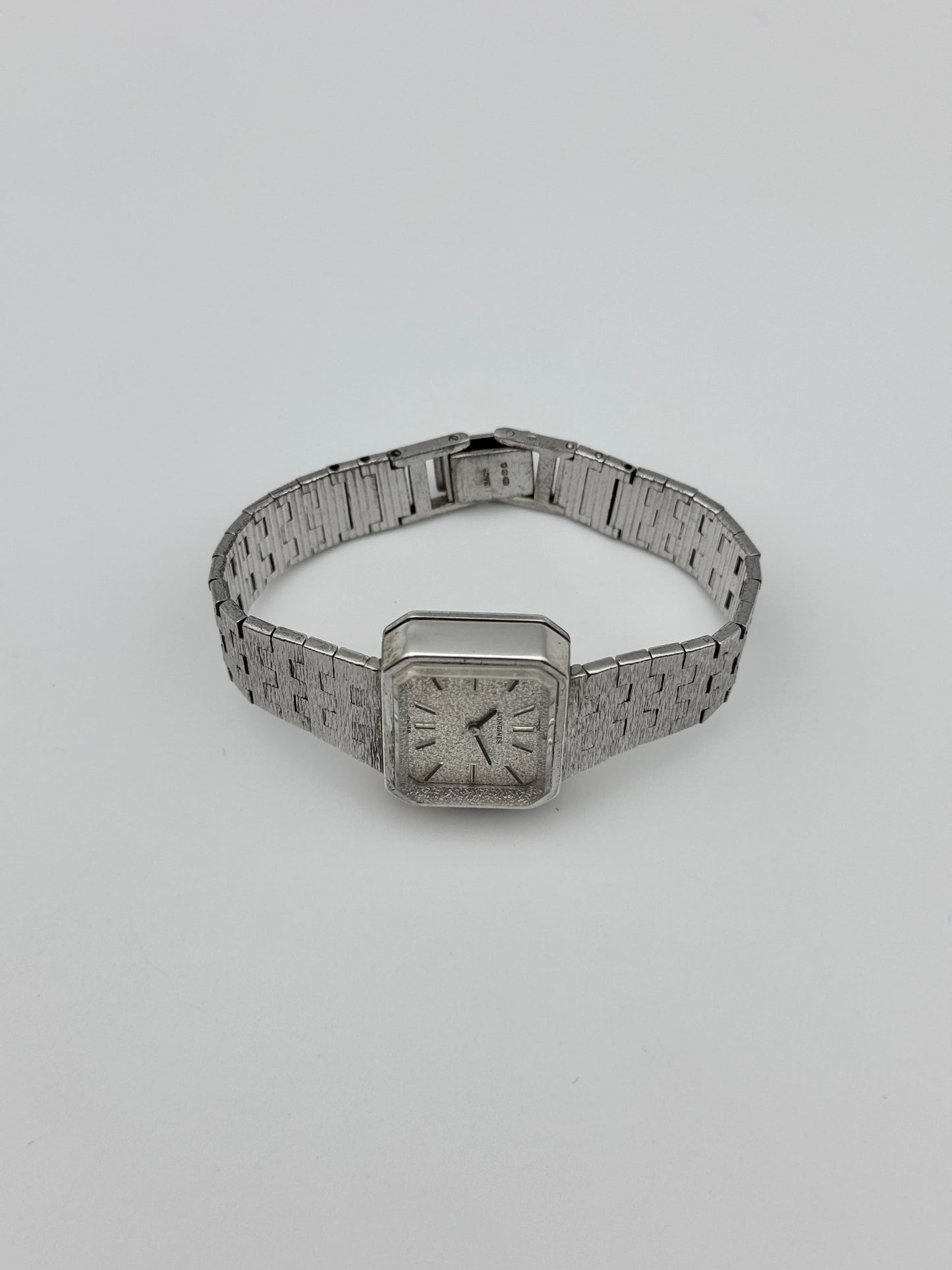 Longines Manual Wind Solid 925 Silver - Original bark finish bracelet - Ladies