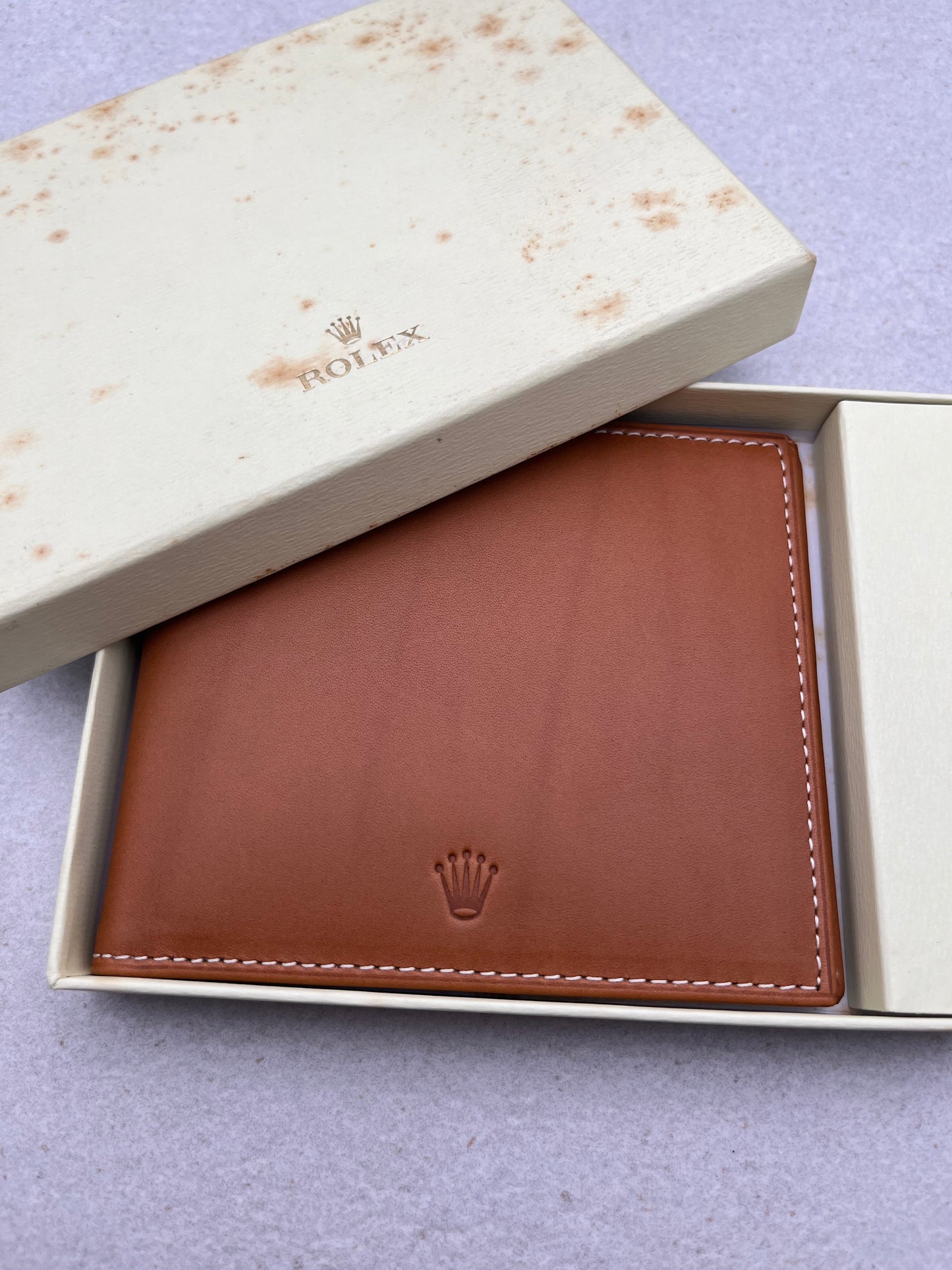 Rolex Bi-Fold Leather Wallet Brown