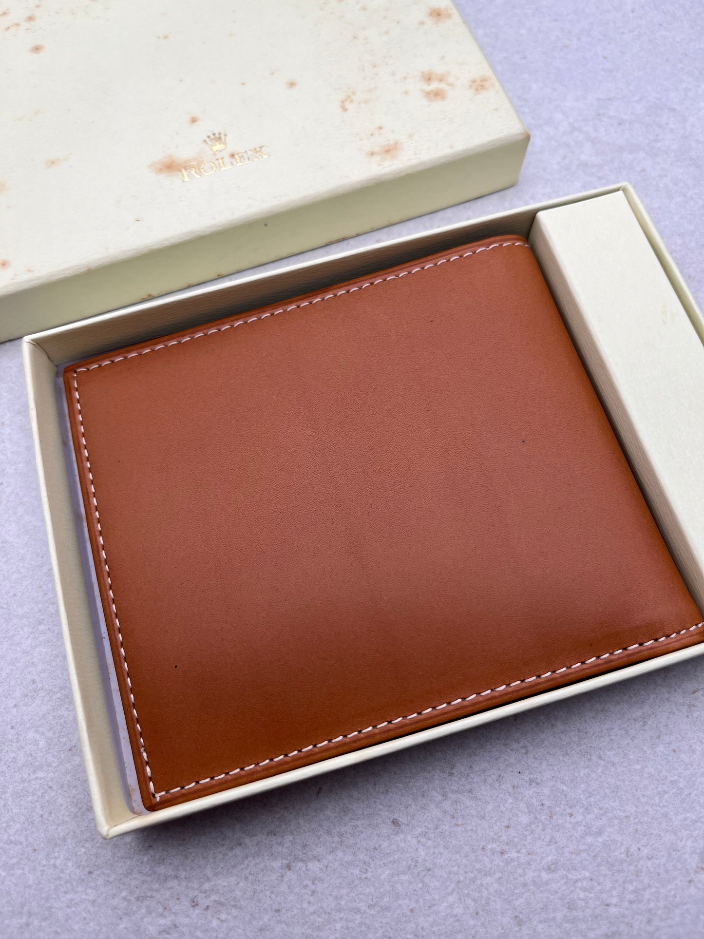 Rolex Bi-Fold Leather Wallet Brown