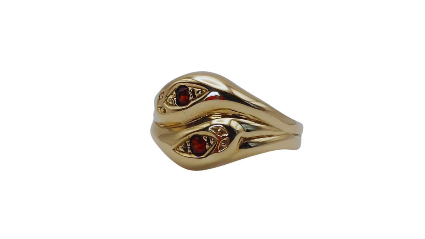 9ct Gold Double Snakehead Ring