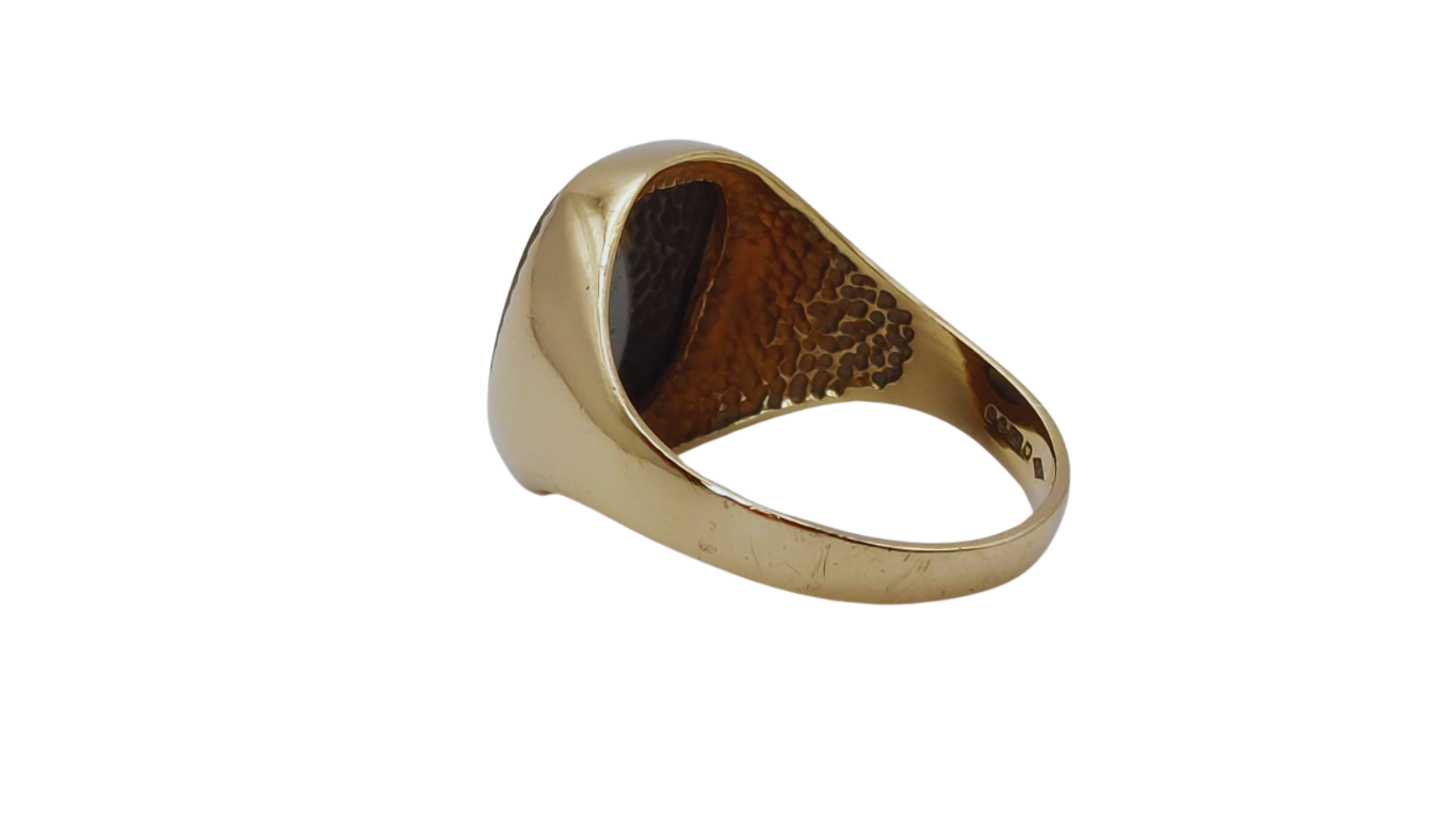 9ct Gold Signet Ring Set With Hematite Centurion