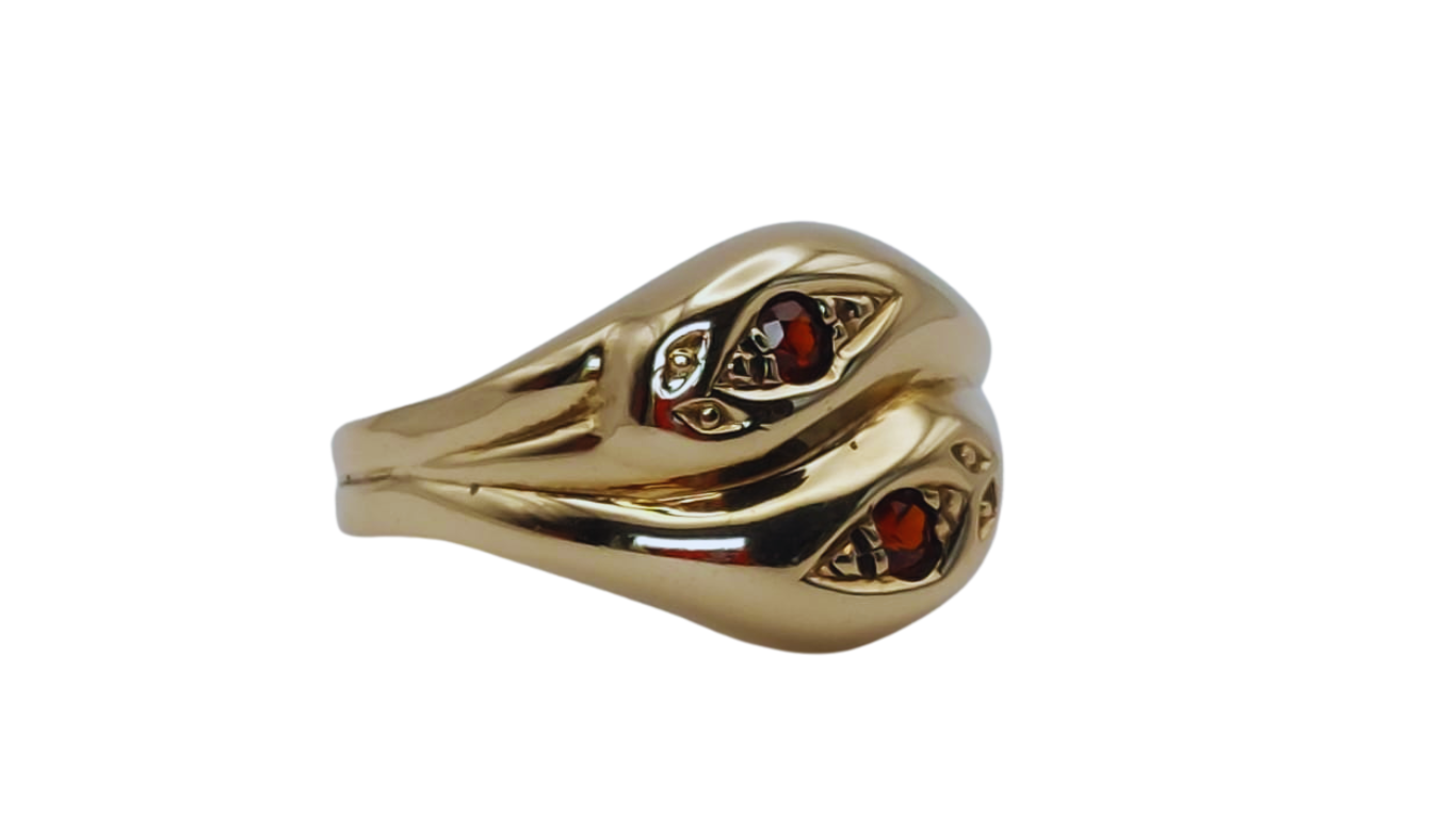 9ct Gold Double Snakehead Ring