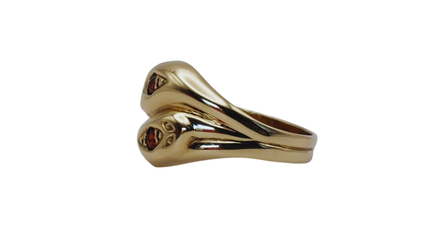 9ct Gold Double Snakehead Ring