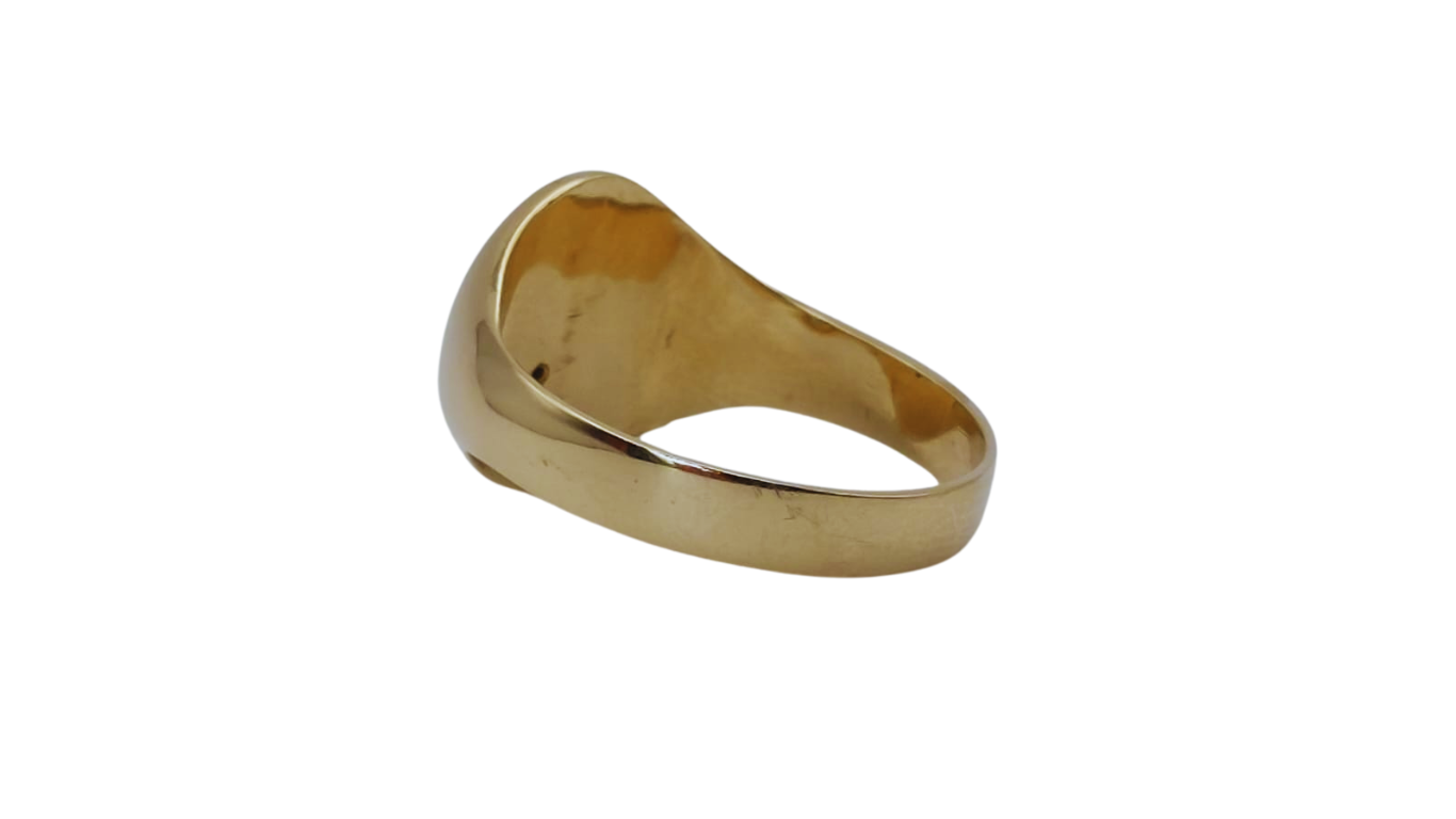 9ct Gold Engraved Signet Ring With A Diamond