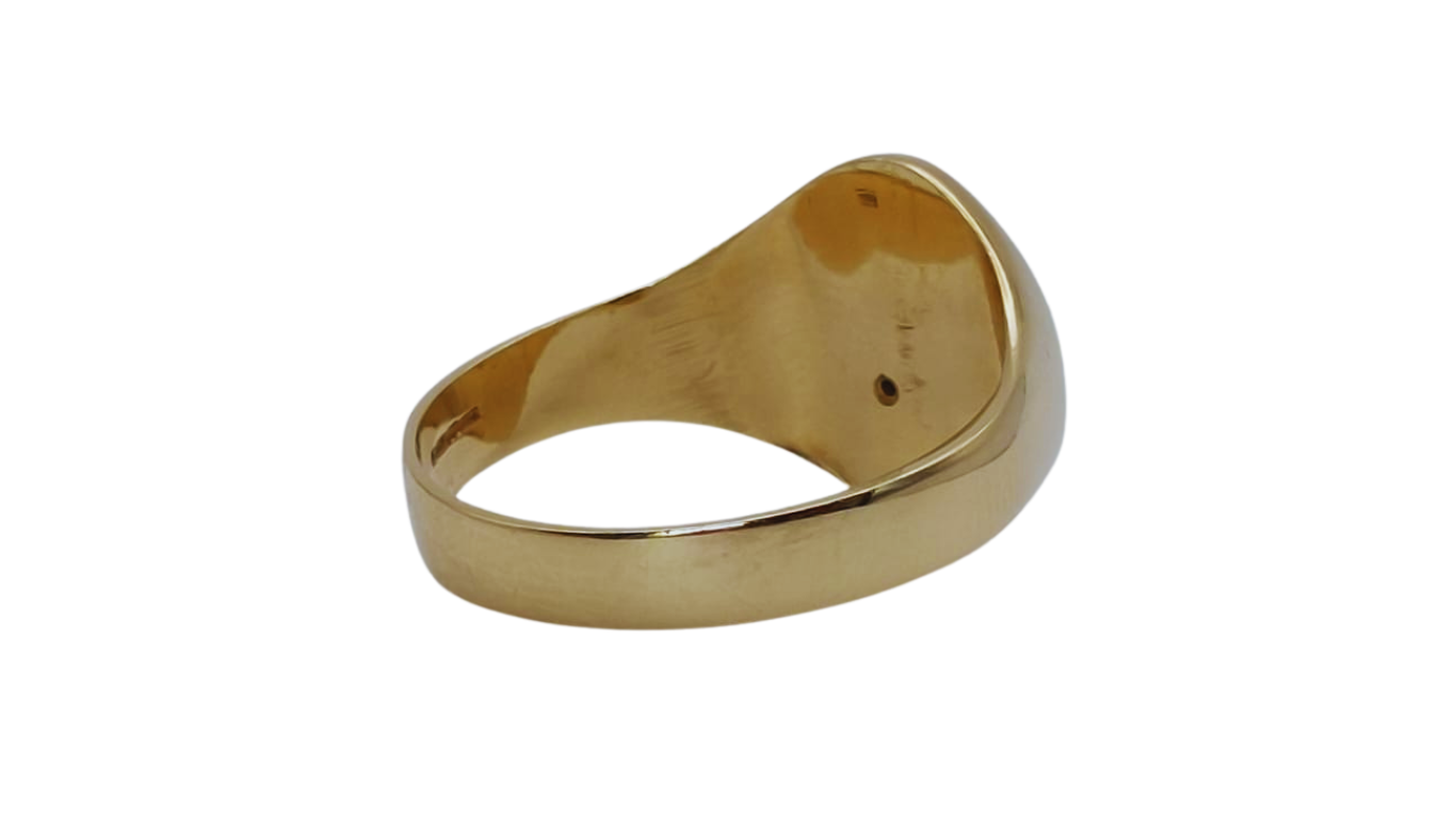 9ct Gold Engraved Signet Ring With A Diamond