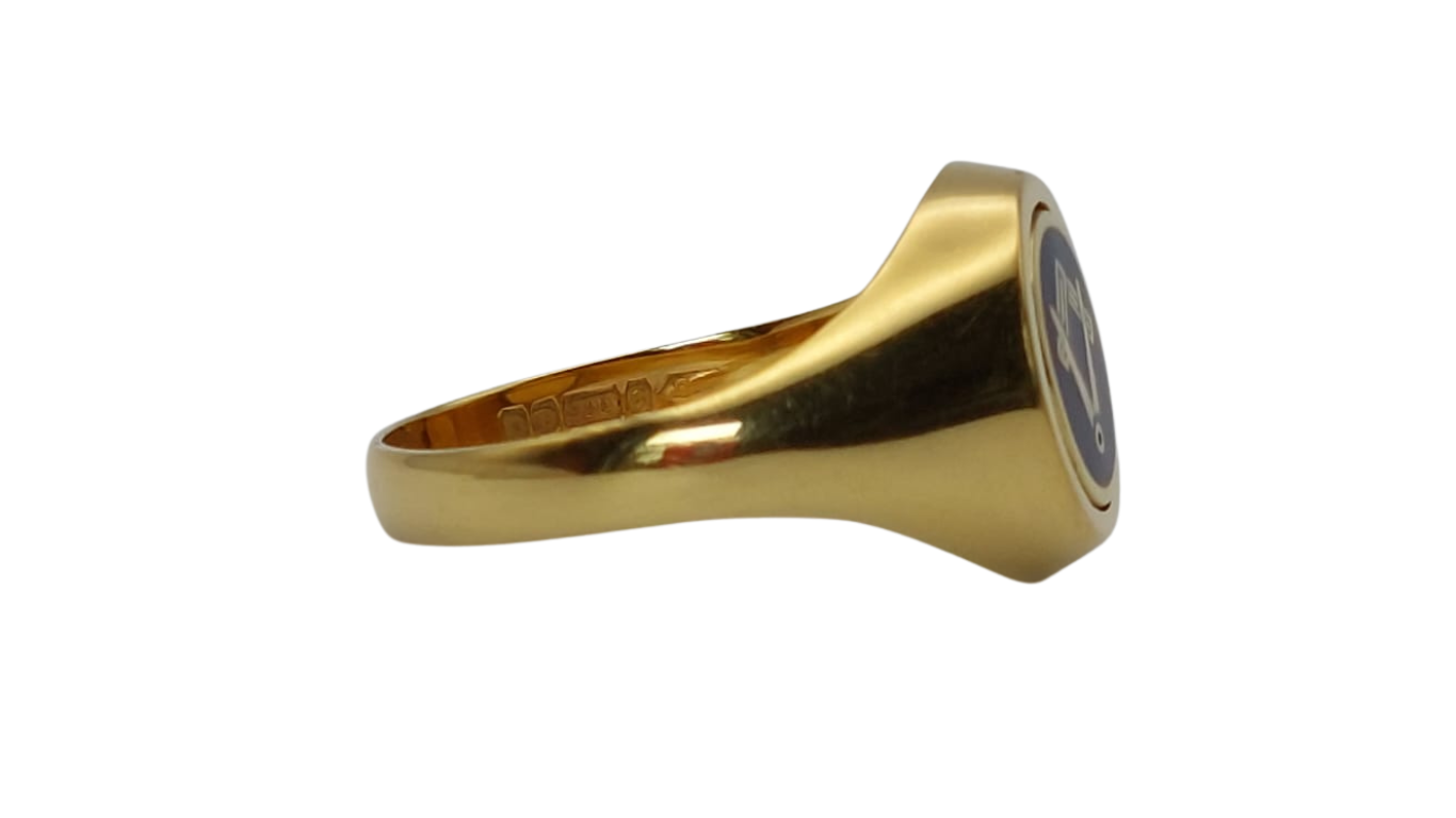 9ct Gold and Enamel Masonic Swivel Ring