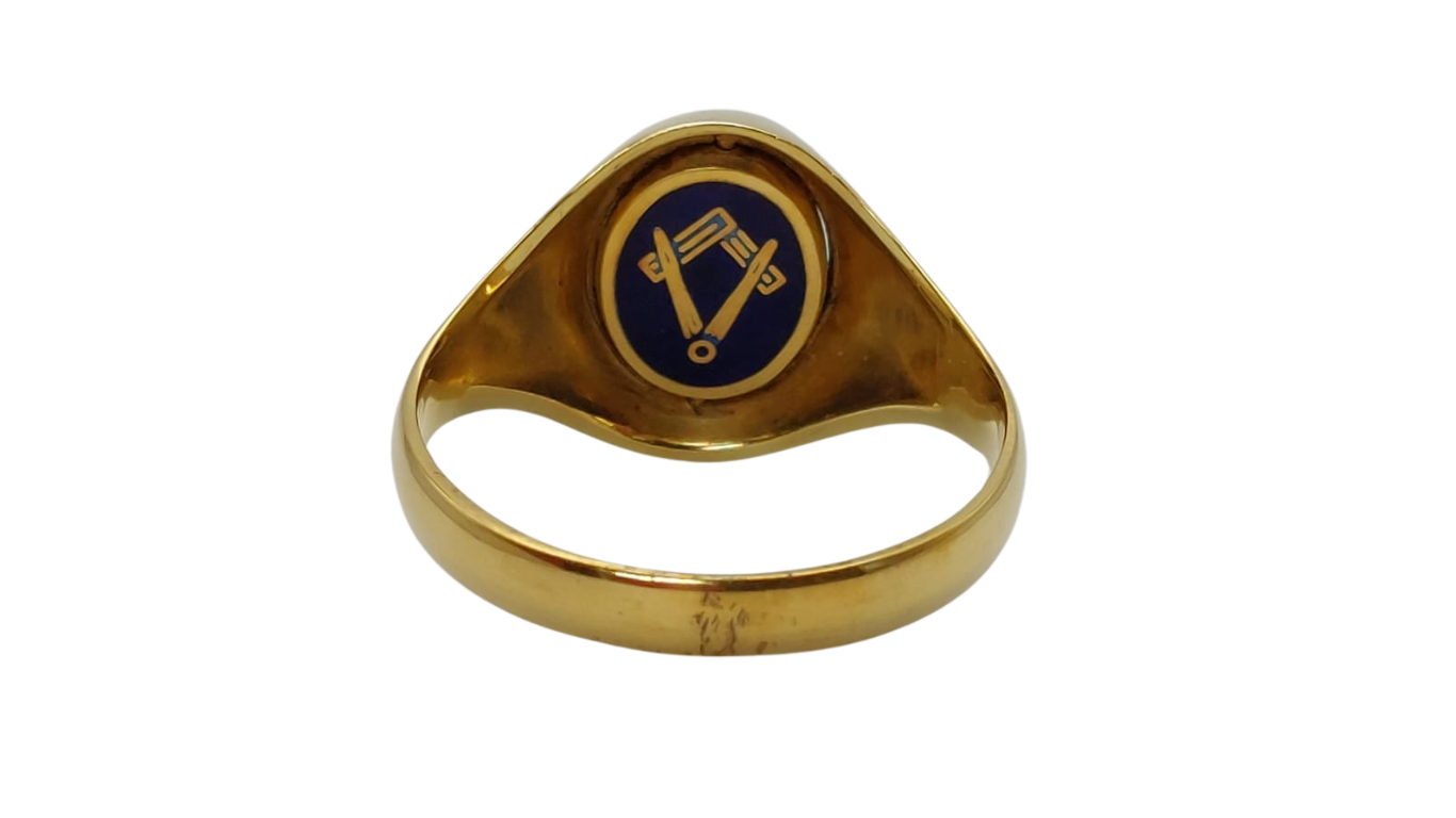 9ct Gold and Enamel Masonic Swivel Ring