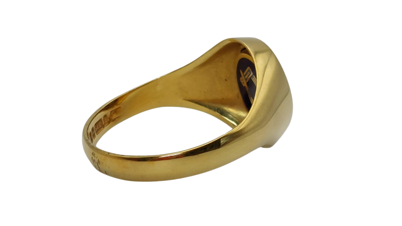 9ct Gold and Enamel Masonic Swivel Ring