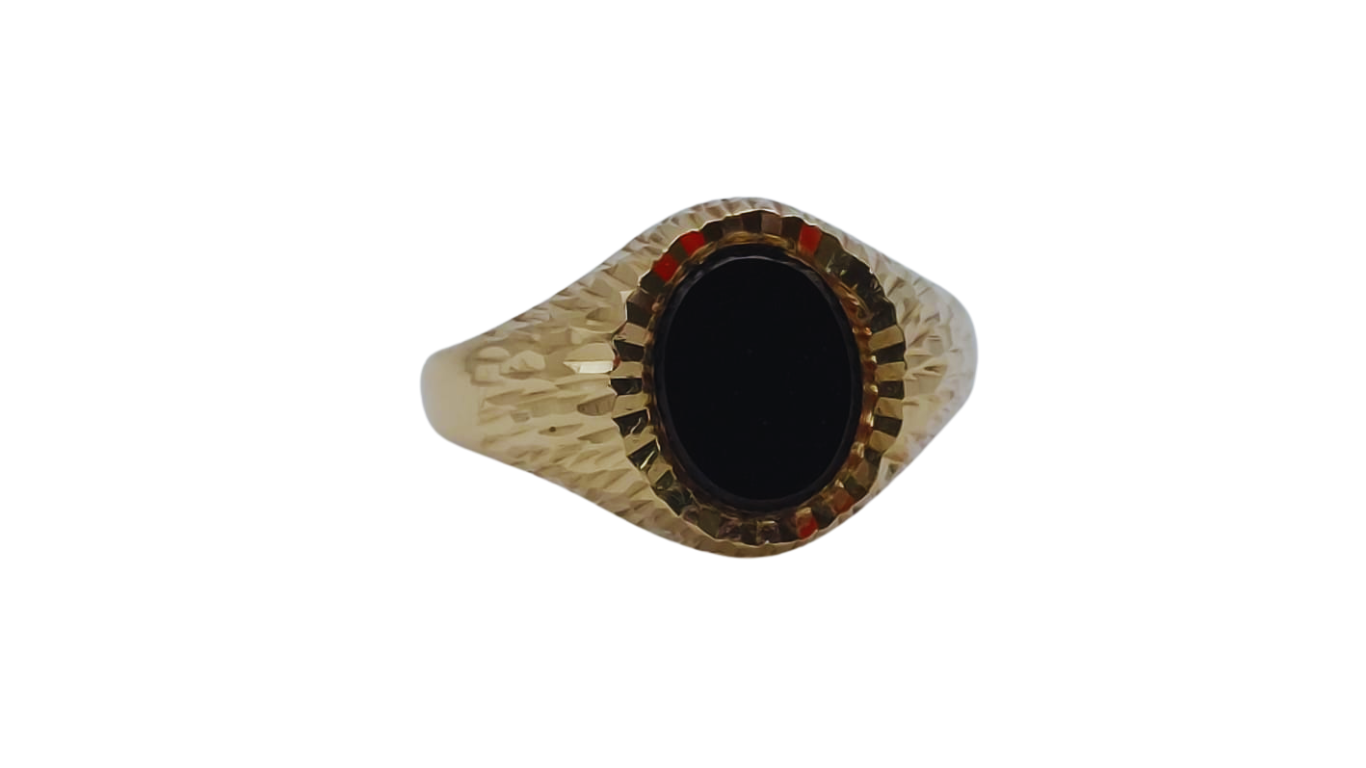 9ct Gold Signet Ring Set With Black Onyx