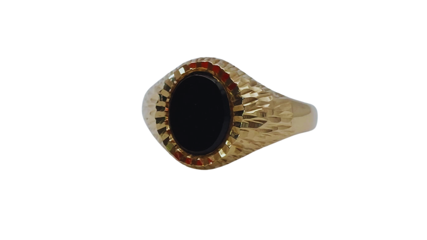 9ct Gold Signet Ring Set With Black Onyx