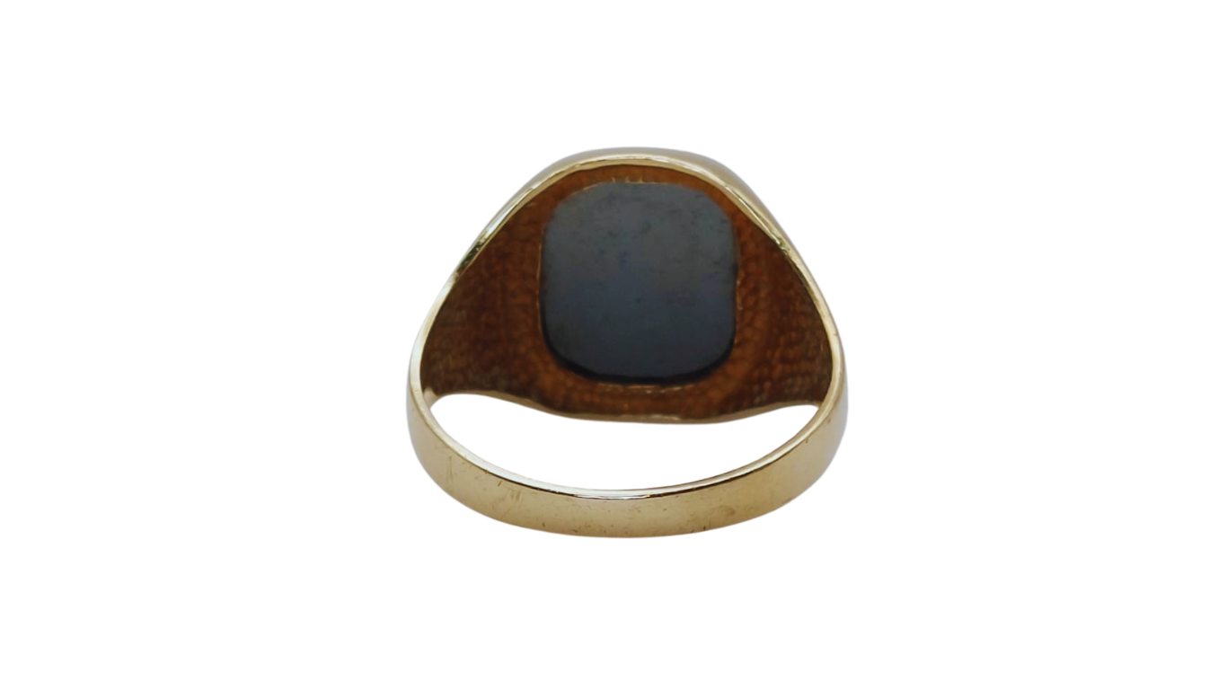 9ct Gold Signet Ring Set With Hematite Centurion