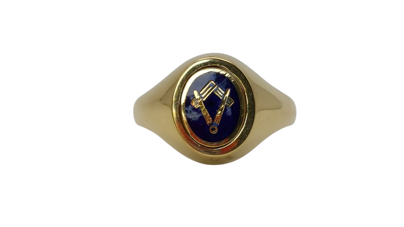 9ct Gold and Enamel Masonic Swivel Ring