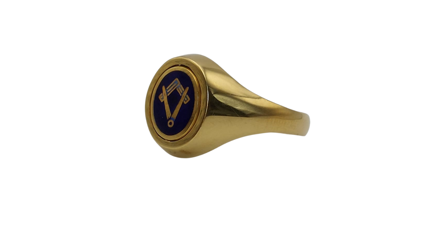 9ct Gold and Enamel Masonic Swivel Ring